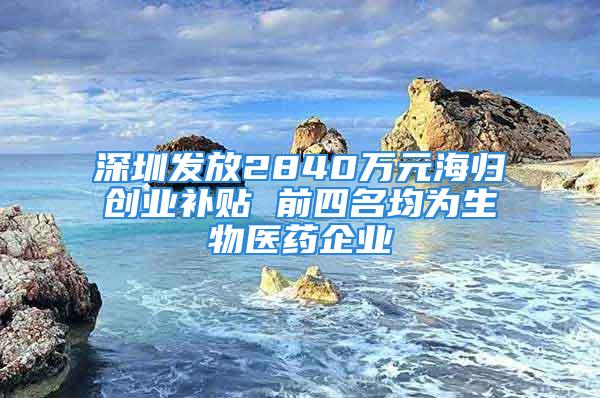 深圳發(fā)放2840萬元海歸創(chuàng)業(yè)補貼 前四名均為生物醫(yī)藥企業(yè)