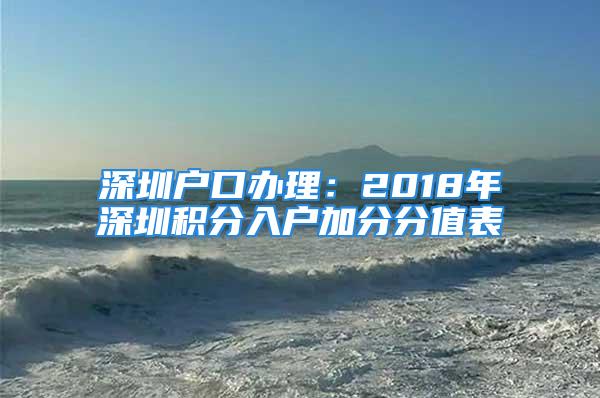 深圳戶口辦理：2018年深圳積分入戶加分分值表