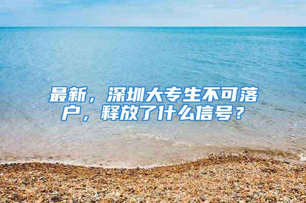 最新，深圳大專生不可落戶，釋放了什么信號？