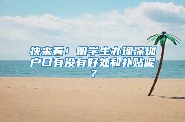 快來看！留學(xué)生辦理深圳戶口有沒有好處和補(bǔ)貼呢？