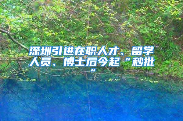 深圳引進(jìn)在職人才、留學(xué)人員、博士后今起“秒批”