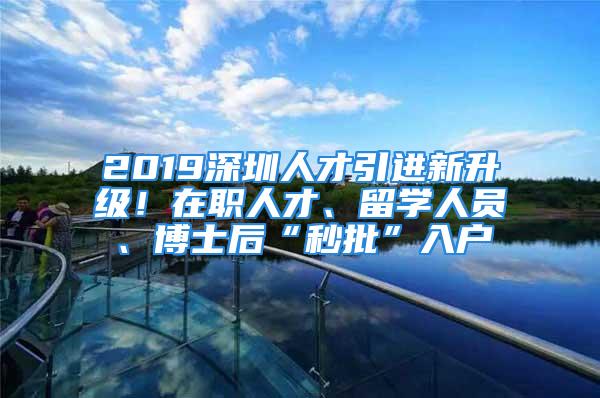 2019深圳人才引進新升級！在職人才、留學人員、博士后“秒批”入戶