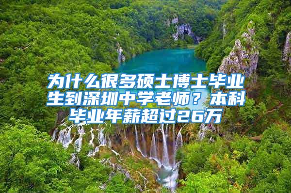 為什么很多碩士博士畢業(yè)生到深圳中學(xué)老師？本科畢業(yè)年薪超過(guò)26萬(wàn)