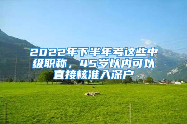 2022年下半年考這些中級(jí)職稱，45歲以內(nèi)可以直接核準(zhǔn)入深戶