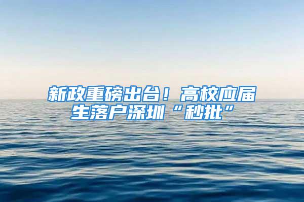 新政重磅出臺！高校應(yīng)屆生落戶深圳“秒批”