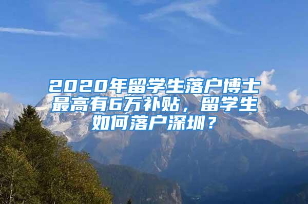 2020年留學(xué)生落戶博士最高有6萬(wàn)補(bǔ)貼，留學(xué)生如何落戶深圳？