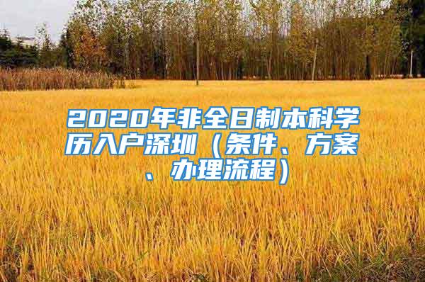 2020年非全日制本科學(xué)歷入戶深圳（條件、方案、辦理流程）