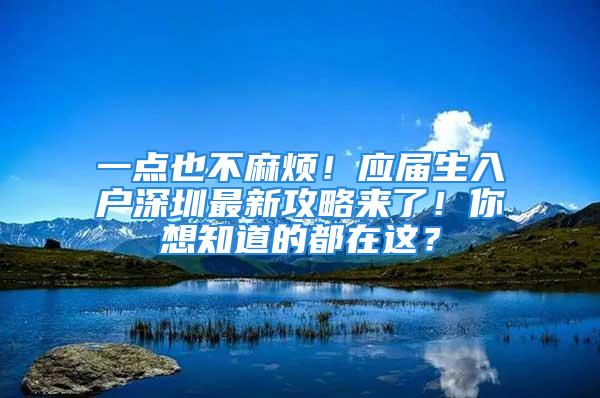 一點也不麻煩！應屆生入戶深圳最新攻略來了！你想知道的都在這？