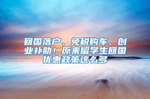 回國落戶、免稅購車、創(chuàng)業(yè)補(bǔ)助！原來留學(xué)生回國優(yōu)惠政策這么多