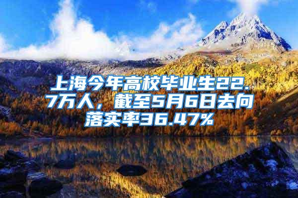 上海今年高校畢業(yè)生22.7萬人，截至5月6日去向落實率36.47%