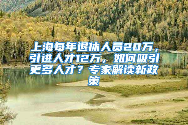 上海每年退休人員20萬，引進人才12萬，如何吸引更多人才？專家解讀新政策