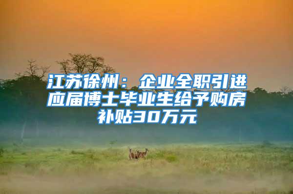 江蘇徐州：企業(yè)全職引進應屆博士畢業(yè)生給予購房補貼30萬元