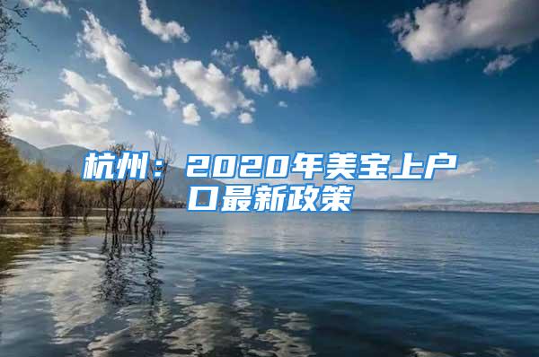 杭州：2020年美寶上戶口最新政策