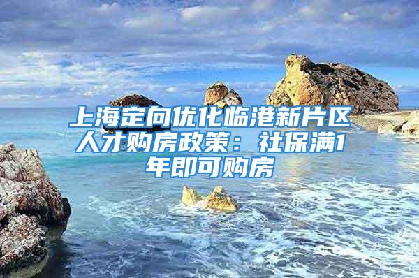 上海定向優(yōu)化臨港新片區(qū)人才購房政策：社保滿1年即可購房