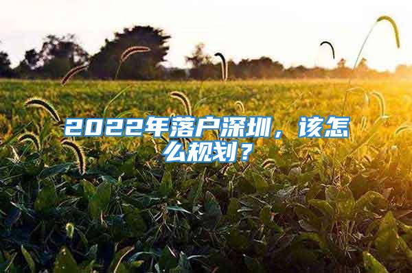 2022年落戶深圳，該怎么規(guī)劃？