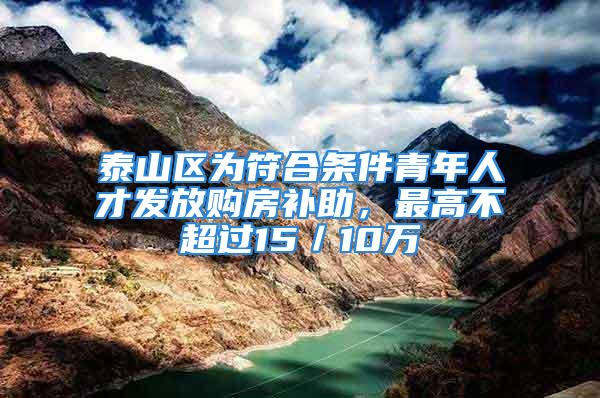 泰山區(qū)為符合條件青年人才發(fā)放購(gòu)房補(bǔ)助，最高不超過15／10萬(wàn)