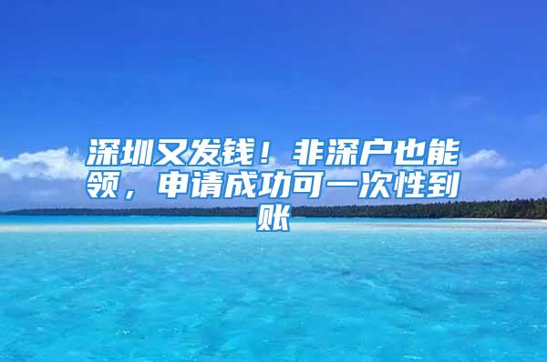 深圳又發(fā)錢！非深戶也能領(lǐng)，申請成功可一次性到賬