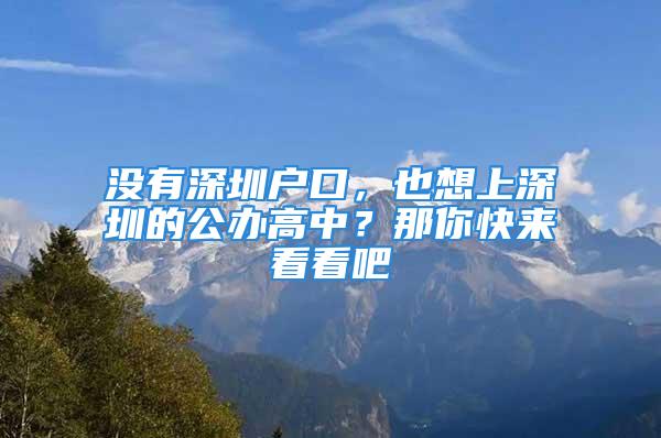 沒有深圳戶口，也想上深圳的公辦高中？那你快來看看吧