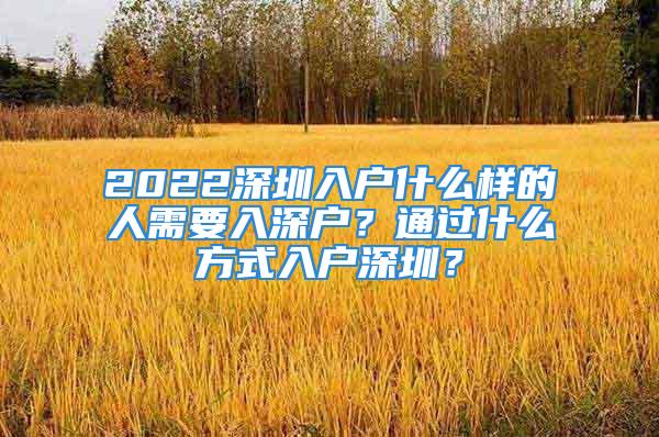 2022深圳入戶什么樣的人需要入深戶？通過什么方式入戶深圳？