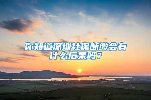 你知道深圳社保斷繳會有什么后果嗎？