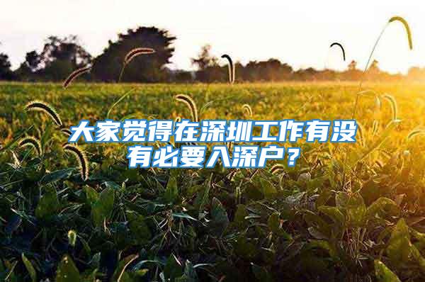 大家覺得在深圳工作有沒有必要入深戶？