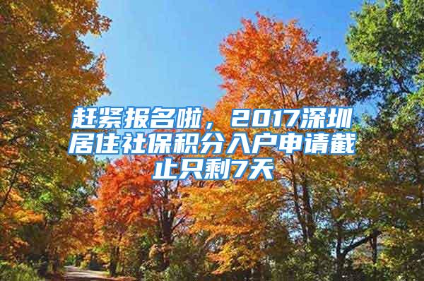 趕緊報(bào)名啦，2017深圳居住社保積分入戶申請(qǐng)截止只剩7天