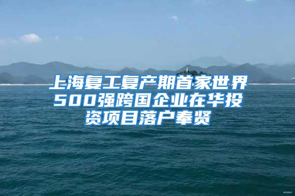 上海復(fù)工復(fù)產(chǎn)期首家世界500強(qiáng)跨國(guó)企業(yè)在華投資項(xiàng)目落戶奉賢