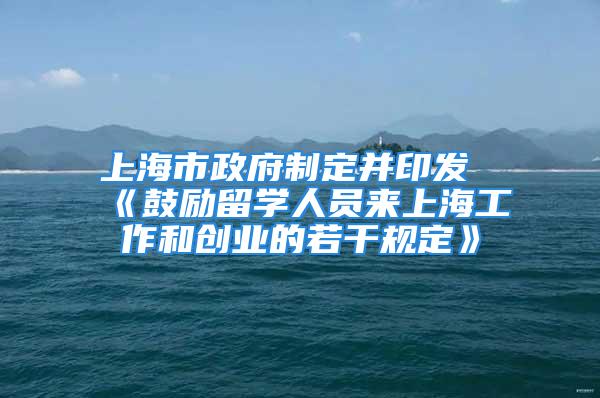 上海市政府制定并印發(fā)《鼓勵(lì)留學(xué)人員來上海工作和創(chuàng)業(yè)的若干規(guī)定》