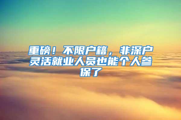 重磅！不限戶籍，非深戶靈活就業(yè)人員也能個(gè)人參保了