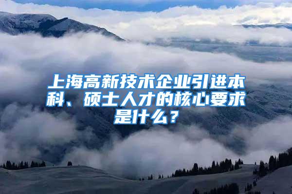 上海高新技術(shù)企業(yè)引進(jìn)本科、碩士人才的核心要求是什么？