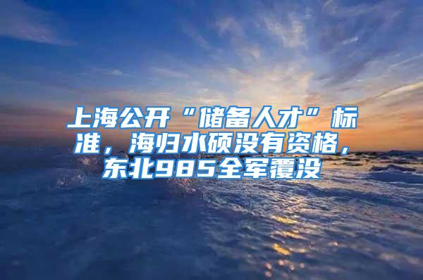 上海公開“儲備人才”標(biāo)準(zhǔn)，海歸水碩沒有資格，東北985全軍覆沒