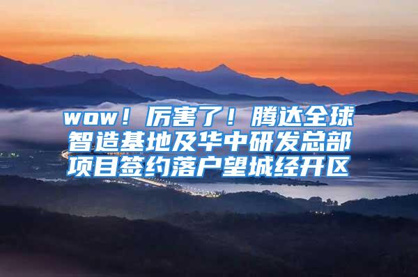 wow！厲害了！騰達全球智造基地及華中研發(fā)總部項目簽約落戶望城經(jīng)開區(qū)