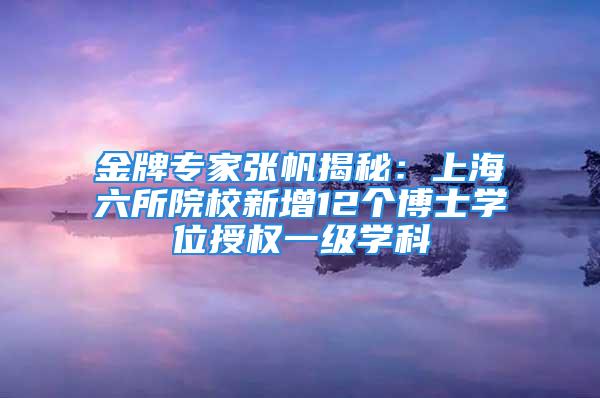 金牌專家張帆揭秘：上海六所院校新增12個博士學位授權一級學科