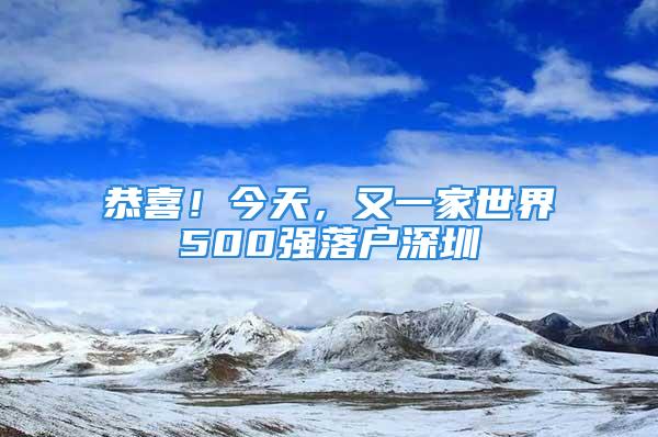 恭喜！今天，又一家世界500強落戶深圳