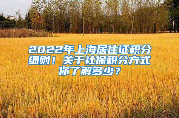 2022年上海居住證積分細(xì)則！關(guān)于社保積分方式你了解多少？