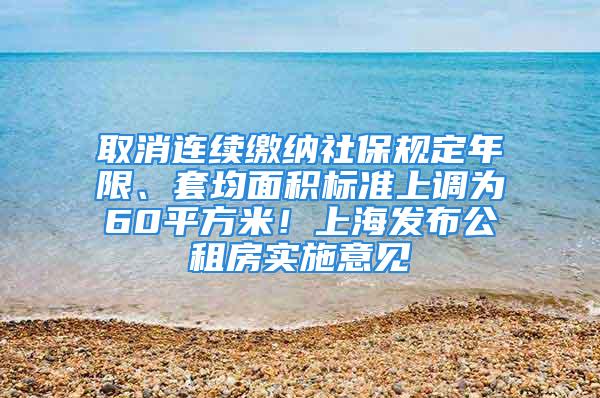 取消連續(xù)繳納社保規(guī)定年限、套均面積標(biāo)準(zhǔn)上調(diào)為60平方米！上海發(fā)布公租房實施意見