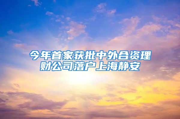 今年首家獲批中外合資理財公司落戶上海靜安