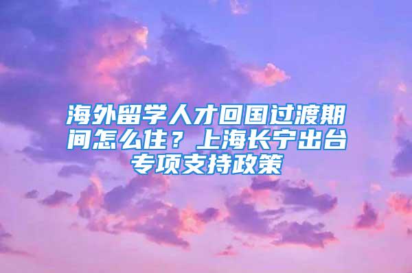 海外留學(xué)人才回國(guó)過(guò)渡期間怎么?。可虾ｉL(zhǎng)寧出臺(tái)專項(xiàng)支持政策