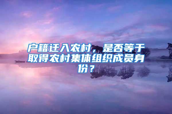 戶籍遷入農(nóng)村，是否等于取得農(nóng)村集體組織成員身份？