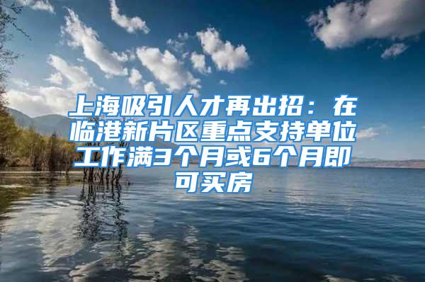 上海吸引人才再出招：在臨港新片區(qū)重點支持單位工作滿3個月或6個月即可買房