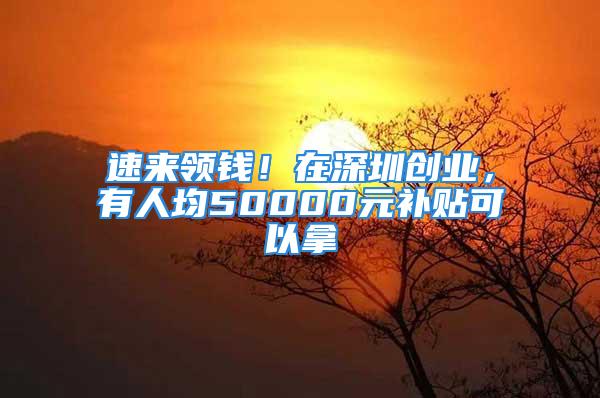 速來領(lǐng)錢！在深圳創(chuàng)業(yè)，有人均50000元補貼可以拿