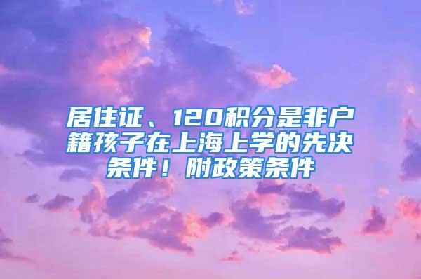 居住證、120積分是非戶籍孩子在上海上學(xué)的先決條件！附政策條件