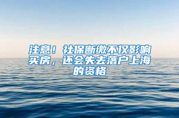 注意！社保斷繳不僅影響買房，還會失去落戶上海的資格