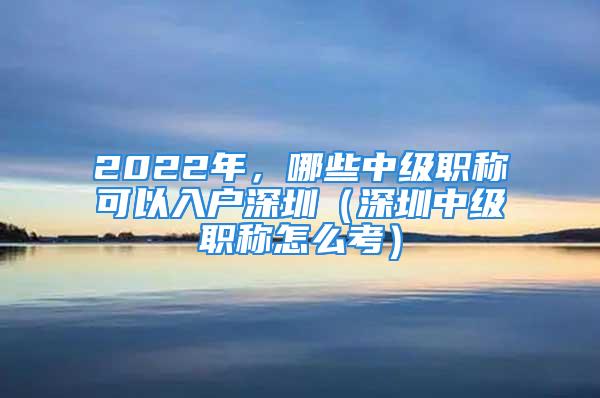 2022年，哪些中級職稱可以入戶深圳（深圳中級職稱怎么考）