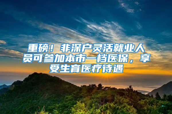 重磅！非深戶靈活就業(yè)人員可參加本市一檔醫(yī)保，享受生育醫(yī)療待遇