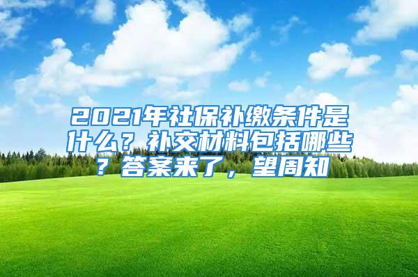 2021年社保補繳條件是什么？補交材料包括哪些？答案來了，望周知