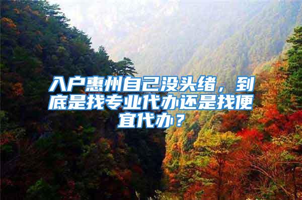 入戶惠州自己沒(méi)頭緒，到底是找專業(yè)代辦還是找便宜代辦？