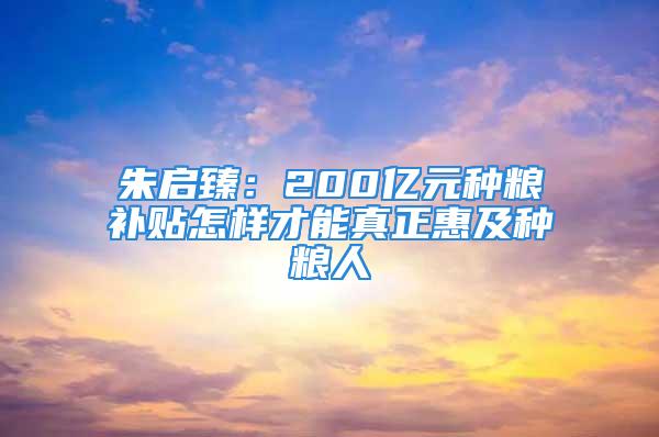 朱啟臻：200億元種糧補(bǔ)貼怎樣才能真正惠及種糧人