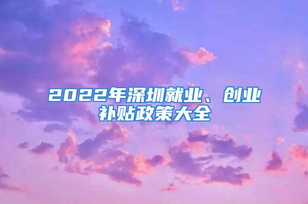 2022年深圳就業(yè)、創(chuàng)業(yè)補(bǔ)貼政策大全