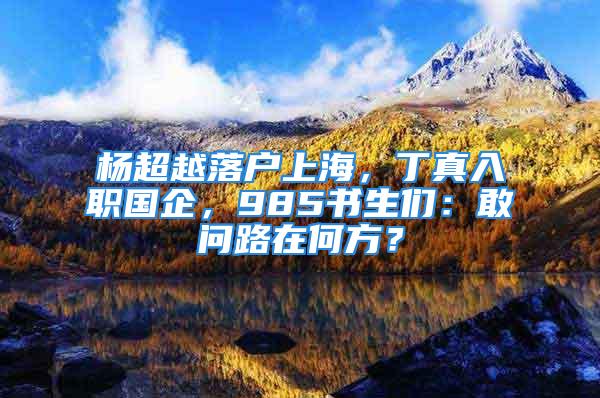 楊超越落戶上海，丁真入職國企，985書生們：敢問路在何方？